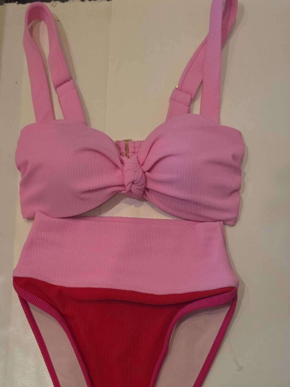 Beach Riot Core Collection Sophia Top with emmy bottom  Fuchsia Red Neon Pink